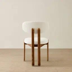 Portobello II Chantilly White Fabric Dining Chair - Toffee Brown Ash Legs