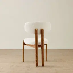Portobello II Chantilly White Fabric Dining Chair - Toffee Brown Ash Legs