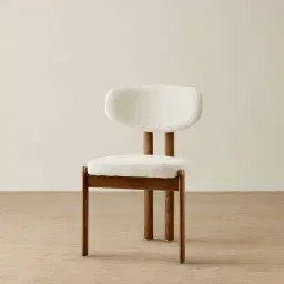 Portobello II Chantilly White Fabric Dining Chair - Toffee Brown Ash Legs