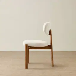 Portobello II Chantilly White Fabric Dining Chair - Toffee Brown Ash Legs