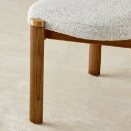 Portobello II Murmur White Fabric Dining Chair - Toffee Brown Ash Legs