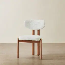Portobello II Murmur White Fabric Dining Chair - Toffee Brown Ash Legs