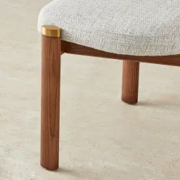 Portobello II Murmur White Fabric Dining Chair - Toffee Brown Ash Legs