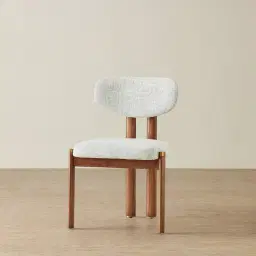 Portobello II Murmur White Fabric Dining Chair - Toffee Brown Ash Legs