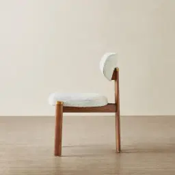 Portobello II Murmur White Fabric Dining Chair - Toffee Brown Ash Legs