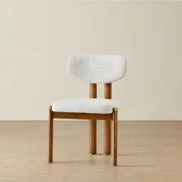 Portobello II Murmur White Fabric Dining Chair - Toffee Brown Ash Legs