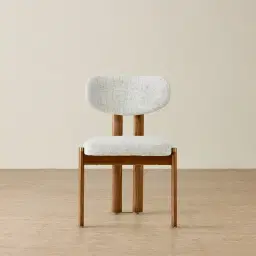 Portobello II Murmur White Fabric Dining Chair - Toffee Brown Ash Legs
