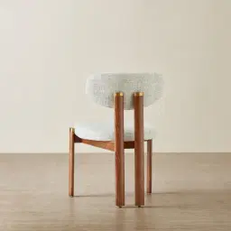 Portobello II Murmur White Fabric Dining Chair - Toffee Brown Ash Legs