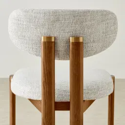 Portobello II Murmur White Fabric Dining Chair - Toffee Brown Ash Legs