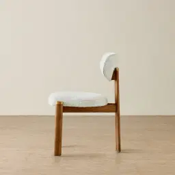 Portobello II Murmur White Fabric Dining Chair - Toffee Brown Ash Legs