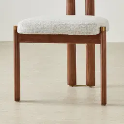 Portobello II Murmur White Fabric Dining Chair - Toffee Brown Ash Legs