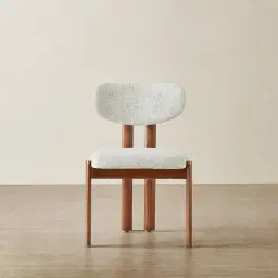 Portobello II Murmur White Fabric Dining Chair - Toffee Brown Ash Legs