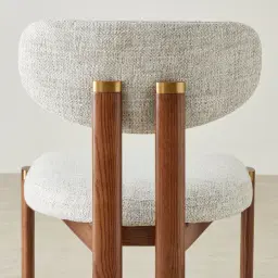 Portobello II Murmur White Fabric Dining Chair - Toffee Brown Ash Legs