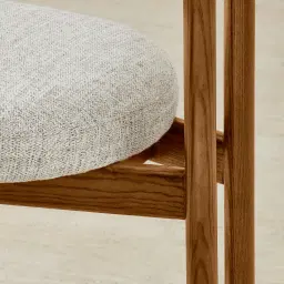 Portobello II Murmur White Fabric Dining Chair - Toffee Brown Ash Legs