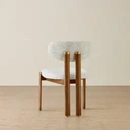 Portobello II Murmur White Fabric Dining Chair - Toffee Brown Ash Legs