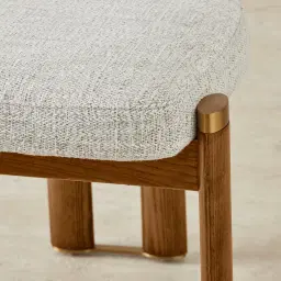 Portobello II Murmur White Fabric Dining Chair - Toffee Brown Ash Legs