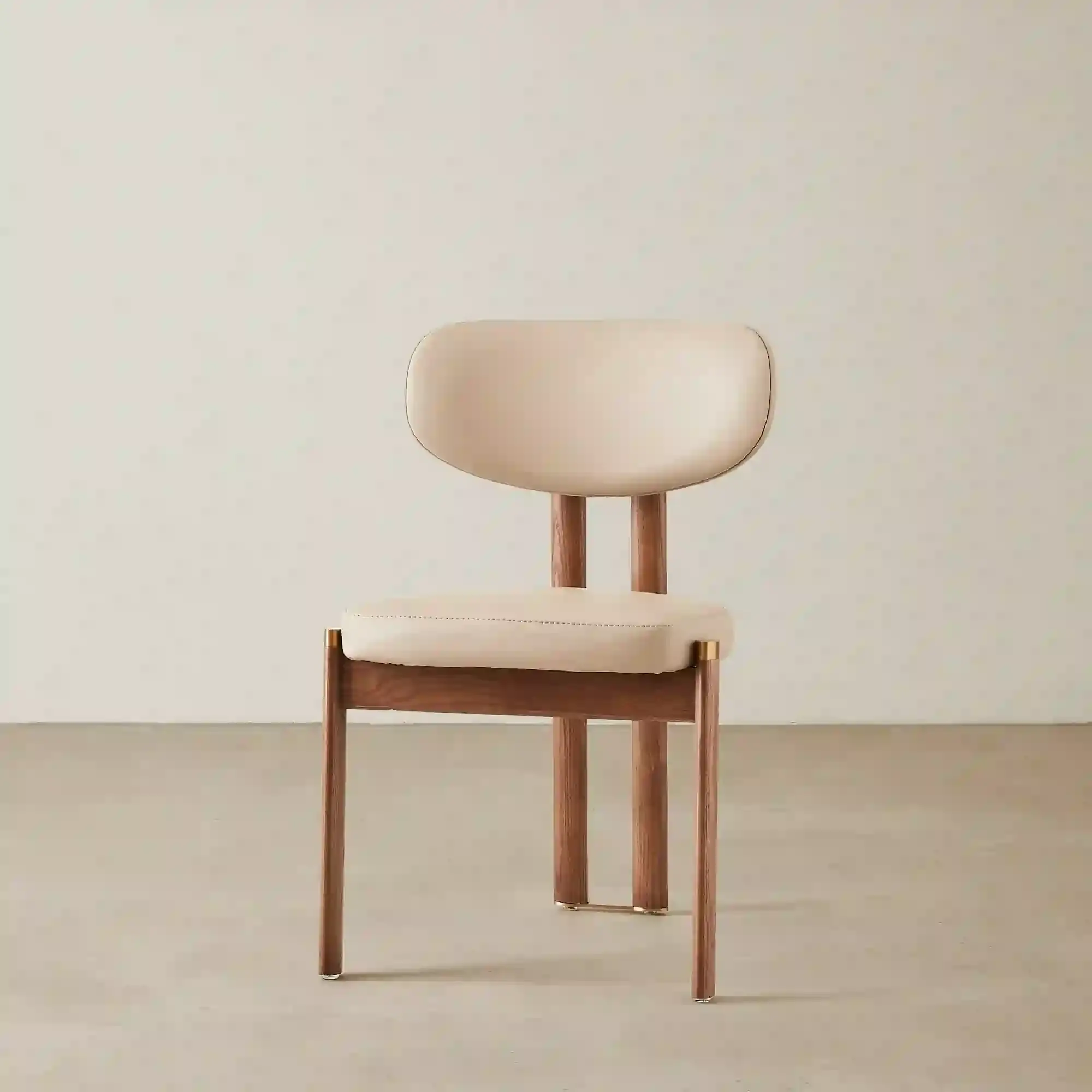 Portobello II Sand Beige Vegan Leather Dining Chair - Toffee Brown Ash Legs