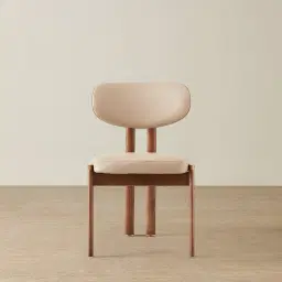 Portobello II Sand Beige Vegan Leather Dining Chair - Toffee Brown Ash Legs