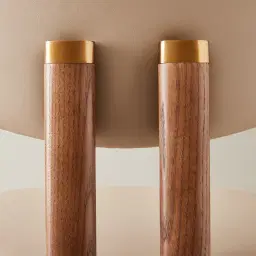 Portobello II Sand Beige Vegan Leather Dining Chair - Toffee Brown Ash Legs