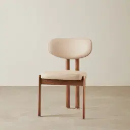 Portobello II Sand Beige Vegan Leather Dining Chair - Toffee Brown Ash Legs