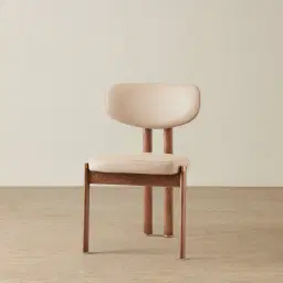 Portobello II Sand Beige Vegan Leather Dining Chair - Toffee Brown Ash Legs