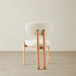 Portobello II Chantilly White Fabric Dining Chair - Light Brown Ash Legs