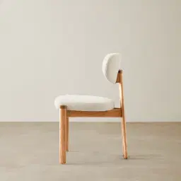 Portobello II Chantilly White Fabric Dining Chair - Light Brown Ash Legs