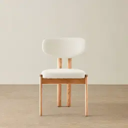 Portobello II Chantilly White Fabric Dining Chair - Light Brown Ash Legs