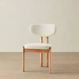 Portobello II Chantilly White Fabric Dining Chair - Light Brown Ash Legs