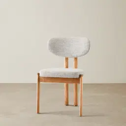 Portobello II Murmur White Fabric Dining Chair - Light Brown Ash Legs