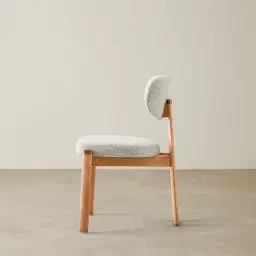 Portobello II Murmur White Fabric Dining Chair - Light Brown Ash Legs