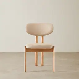 Portobello II Sand Beige Vegan Leather Dining Chair - Light Brown Ash Legs