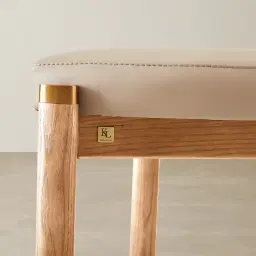 Portobello II Sand Beige Vegan Leather Dining Chair - Light Brown Ash Legs