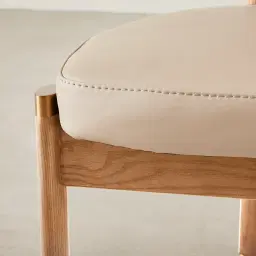 Portobello II Sand Beige Vegan Leather Dining Chair - Light Brown Ash Legs