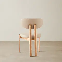 Portobello II Sand Beige Vegan Leather Dining Chair - Light Brown Ash Legs