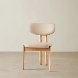 Portobello II Sand Beige Vegan Leather Dining Chair - Light Brown Ash Legs