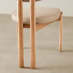 Portobello II Sand Beige Vegan Leather Dining Chair - Light Brown Ash Legs