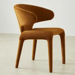 Debra Velvet Mustard Velveteen Fabric Dining Chair