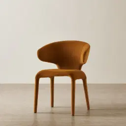 Debra Velvet Mustard Velveteen Fabric Dining Chair