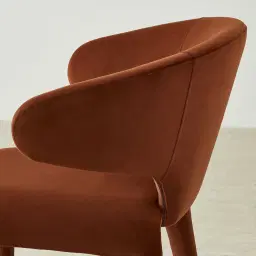 Debra Copper Brown Velveteen Fabric Dining Chair