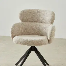 Melville Dusty Beige Fabric Swivel Dining Chair