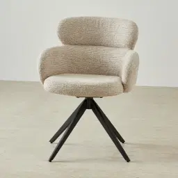 Melville Dusty Beige Fabric Swivel Dining Chair