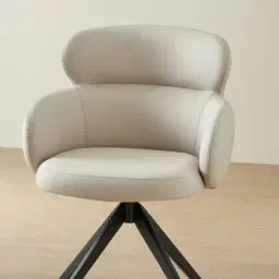 Melville Glacier Grey Vegan Leather Swivel Dining Chair
