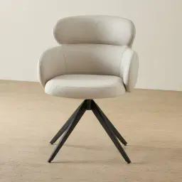 Melville Glacier Grey Vegan Leather Swivel Dining Chair