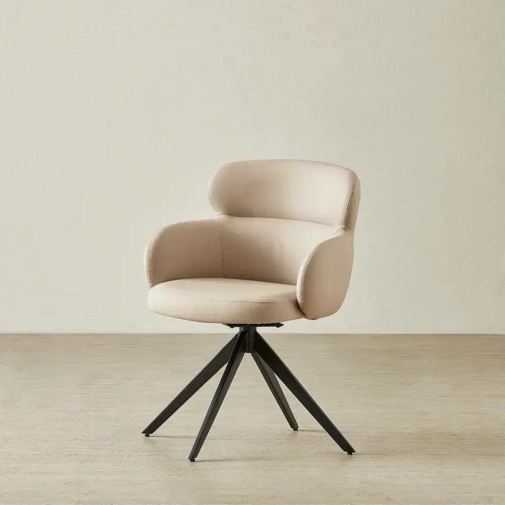 Melville Sand Beige Vegan Leather Swivel Dining Chair