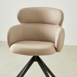 Melville Sand Beige Vegan Leather Swivel Dining Chair
