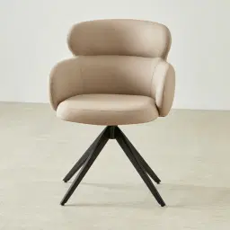 Melville Sand Beige Vegan Leather Swivel Dining Chair