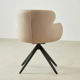 Melville Sand Beige Vegan Leather Swivel Dining Chair