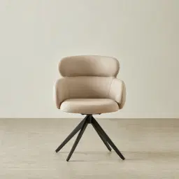 Melville Sand Beige Vegan Leather Swivel Dining Chair