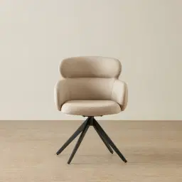 Melville Sand Beige Vegan Leather Swivel Dining Chair